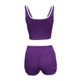 thumbnail image 6 of Hpapadks Gym Sets for Women 2 Piece Fitness Sleeveless Solid Buttons Tops Mesh Retro Yoga Bodybuilding Sports Running Shorts Set Yoga Outfits for Women Purple M, 6 of 7