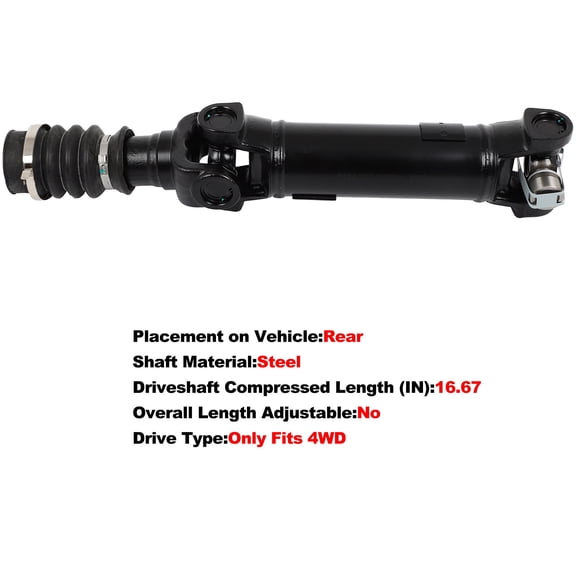 Rear Driveshaft Prop Shaft Assembly for Jeep TJ Wrangler 1997-2006 4WD L6 4.0L