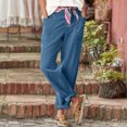thumbnail image 3 of Joernso Women Casual Pants Mid-rise Buttons Fly Long Pants Pockets Design Solid Color Straight Wide Leg Long Trousers Streetwear, 3 of 7
