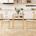 thumbnail image 4 of Gymax 3-Piece Rectangular Dining Table&Chairs Set Wooden Breakfast Nook w/Storage Rack White & Gold, 4 of 10