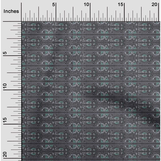 oneOone Tissu Popeline de Coton Rayé/feuilles & Imprimé Floral BTY 42 Pouces de Large