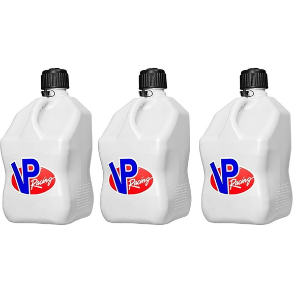 VP Racing 3522-CA, 5.5 Gallon Motorsport Racing Jug with Contoured Handle, Multipurpose Cap and Rubber Gaskets, White (3 Pack)