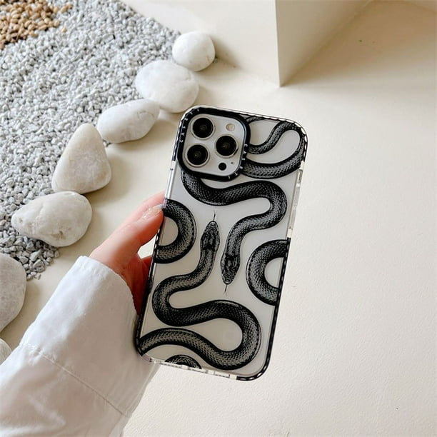 CASETIFY-fundas de teléfono pintadas a mano de serpiente negra para IPhone 14/13/12/11/X/XR/XS 14/13/12/11 Pro Max XS MAX, cubierta suave a prueba de golpes Fivean unisex