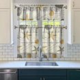 thumbnail image 3 of Kitchen Curtains 36 Inch Short - 3 Panel Set, Seashell Starfish Nautical Print, Rod Pocket Window Curtain for Tropical Beach Farmhouse, Sea Coral Cute Design, Easy Wash, 3 of 6