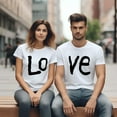 thumbnail image 2 of Cute “LO VE” Couple Valentine’s Day T-Shirt, Matching Couples Tee, Gift for Him & Her, 2 of 6