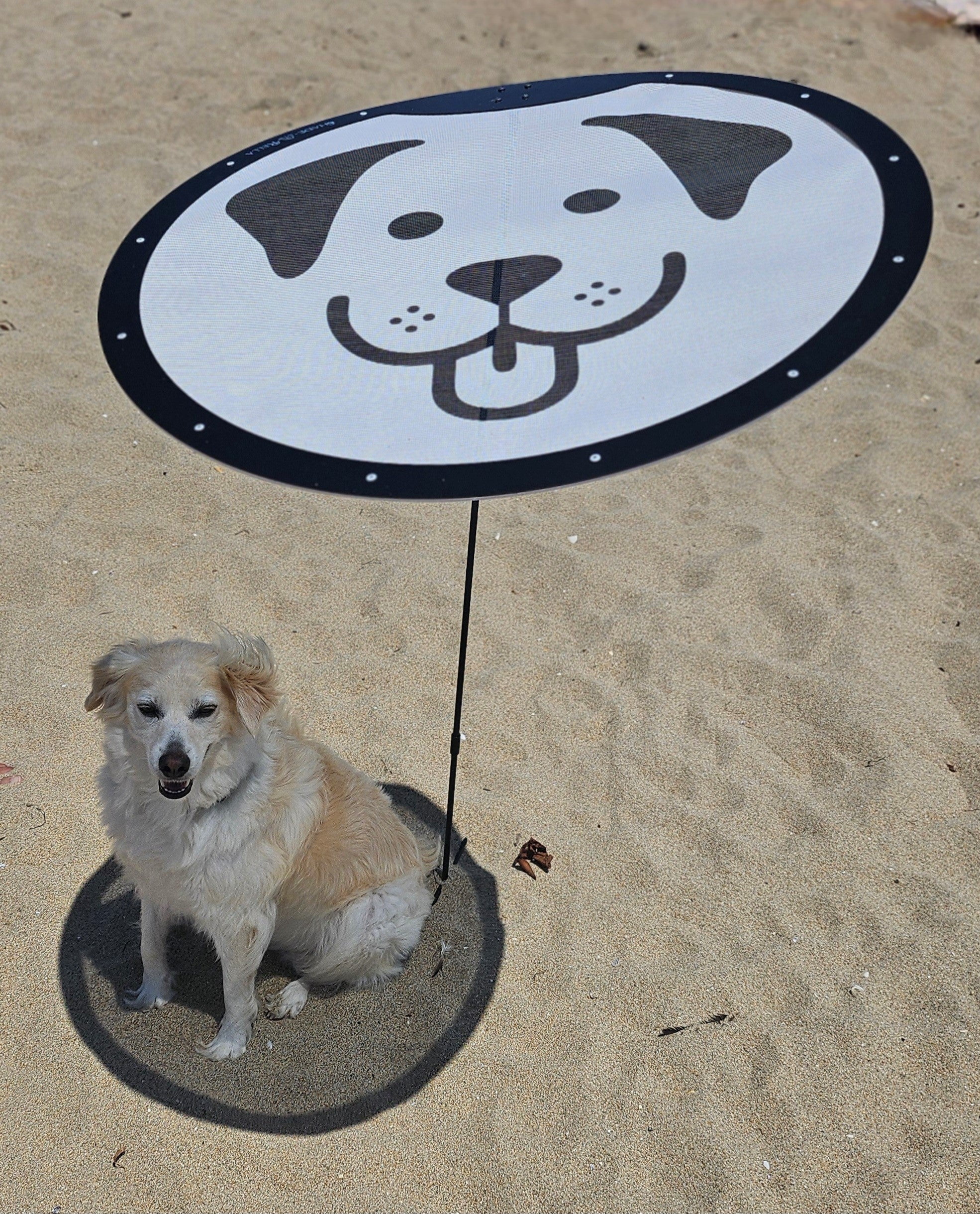 Limited Edition!  Introducing the Pup-A-Rella!  24" round, 70% shade cloth printed Puppy face plant shade, plant umbrella, portable shade