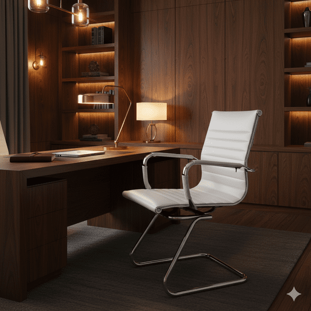 Silla de Escritorio Fija con Base Tipo Trineo y Brazos | Diseño Ejecutivo Moderno para Visita de Uso Rudo