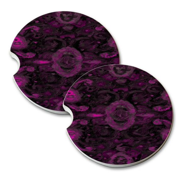 KuzmarK Sandstone Car Drink Coaster (set of 2) - Paisley Pink Painting