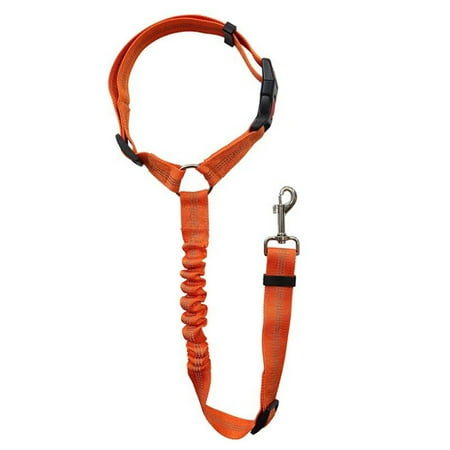 Leashes Enhanced Car Rope for Dogs - Traction Belt with Circular Ring Elastic Retractable Reflective Strip for Secure Comfortable Walking, One Size, Orange
