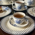 thumbnail image 2 of STP Porcelain J-217505 Tea Cups and Saucers, Vintage Indigo, Bone China Porcelain, Floral Design, Set of 4, 8.8 fl oz (260 ml), 2 of 5