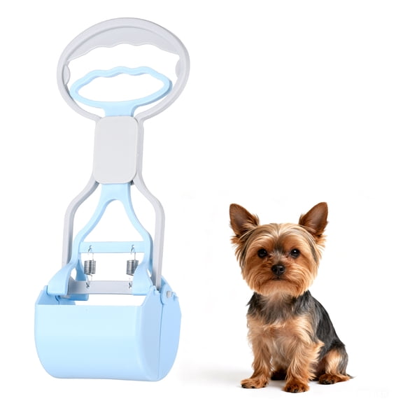 Uxcell Poop Scooper, 11" Long Handle No Touch Dog Poop Scooper Grabber Non-Breakable Spring Pick Up Tool Shovel, (Milky Blue), Intended for Dogs Waste in Lawns/Grass/Dirt/Gravel