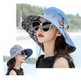 thumbnail image 3 of Women Summer Casual Big Wide Brim Cotton Hat Floppy Derby Beach Sun Foldable Cap, 3 of 4