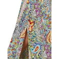 thumbnail image 5 of DARING DIVA Floral V Neck Shirred Elastic Waist Split Flowy Long Dress S Multicolor, 5 of 6
