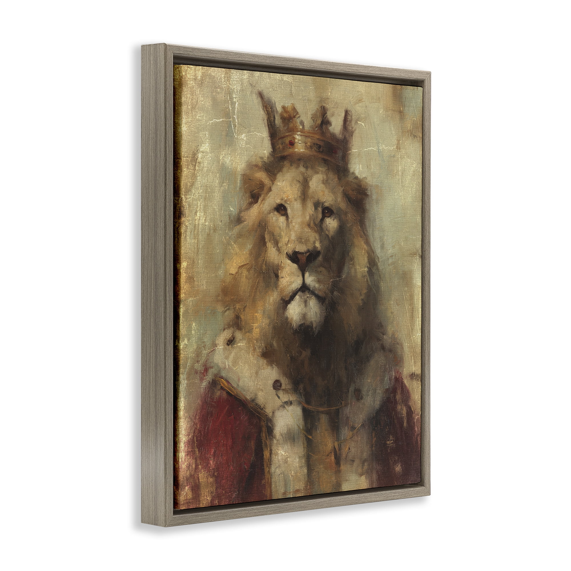 Stupell Industries Regal Lion Sovereign Brown Framed Floater Canvas Wall Art, design by Svetlana Aleynikova