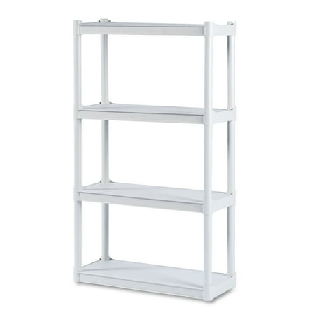 

Rough N Ready Four-Shelf Open Storage System Resin 32w X 13d X 54h Platinum