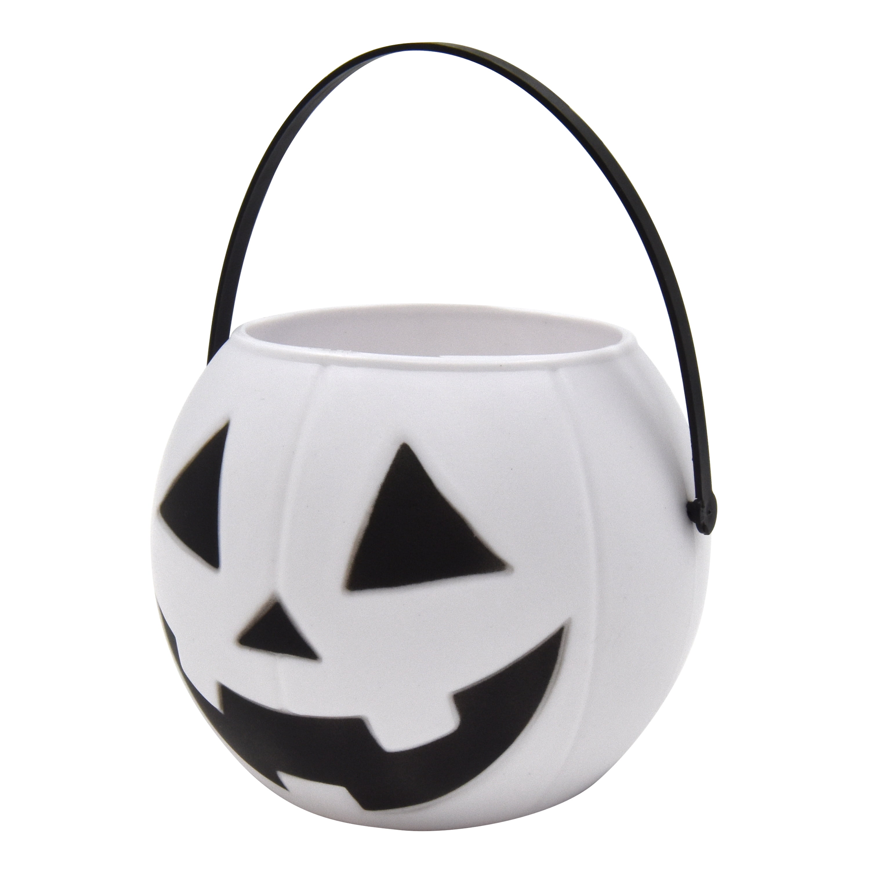 Halloween Jack O’Lantern Mini Candy Bucket, White, Plastic, 3.5 in, by Way to Celebrate