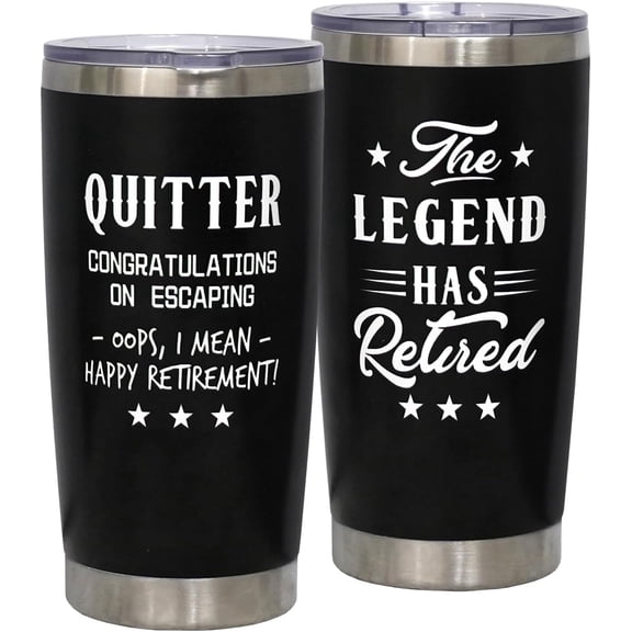 Retirement Gifts for Men and Women - "The Legend Has Retired" 20 oz Tumbler with Straw and Lid - Funny Retirement Gift for Boss, Coworker, Dad, Husband, Grandpa, Brother, Teacher, Nurse