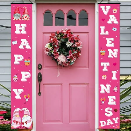 Valentine s Day Decorative Door Hanging Flag Outdoor Courtyard Decorative Flag Love Doll Elderly Pattern Festival Decoration Supplies
