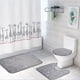 thumbnail image 4 of Juego de 3 alfombrillas de baño con estampado 3D de conchas marinas, resistentes al polvo y al agua (gris), 4 of 7