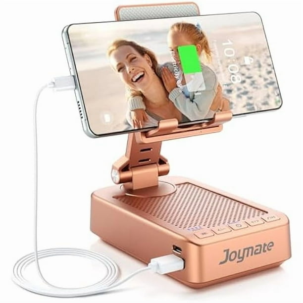 wonima11 Gifts for Women Girls, Bluetooth Speaker Phone Stand with Charging Function 360° Rotable Adjustable Cell Phone Holder with HD Surround Sound for Desk Fits All Phones,Tablet (Rose Gold)
