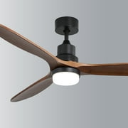 Sofucor 60" Modern Ceiling Fan with Light and Remote, 3 Blades Solid Wood & Reverse Airflow