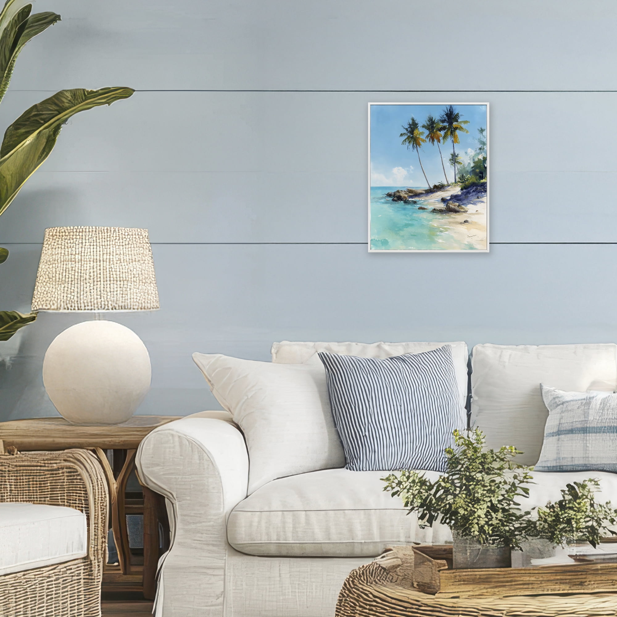 Stupell Industries Rocky Tropical Shore White Framed Giclee Art, design by Franklyn Gregory