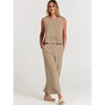 thumbnail image 6 of EASYBRAUS Women Sleeveless Pleated Vest and Cropped Wide Leg Pants Set Summer 2025 Casual Outfit S-3XL, 6 of 10