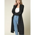 thumbnail image 2 of Made by Johnny Women's Casual Cozy Braided Open Front Long Pocket Cardigan Sweater S BLACK, 2 of 6