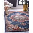 thumbnail image 1 of Unique Loom Utopia Collection Traditional Medallion Vintage Warm Tones Round Rug, 7' x 10', Navy Blue/Burgundy, 1 of 2