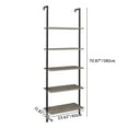 thumbnail image 4 of Sesslife Gray Ladder Shelf, 5 Tier Industrial Bookshelf for Bedroom, Open Wall Mount Bookshelf, Display Storage Rack Organizer, 4 of 4