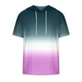 thumbnail image 3 of UVEASISHA Gradient Color Hoodie Shirts for Men Big and Tall,Men's Short Sleeve Hoodie Workout Gym Sweatshirt Muscle Fit Fashion Athletic Hoodies Pullover Hooded T-Shirts 2024 Purple, 3 of 4