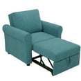 thumbnail image 5 of 3-In-1 Convertible Chair Bed Sleeper, Linen Pull Out Sleeper Chair with Adjustable Back, Single Lounge Couch for Living Room, Weight Capacity 440 LBS, Teal, 5 of 7