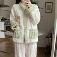 thumbnail image 2 of Conjuntos de pijamas cálidos de invierno para mujer, ropa de dormir de franela gruesa de lana de Coral, ropa de casa Kawaii, ropa de dormir de manga larga, 2 of 5
