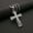 B-Metal Color: Silver, variant on Unisex oversized steel cross pendant necklace, inlaid with cubic zirconia.