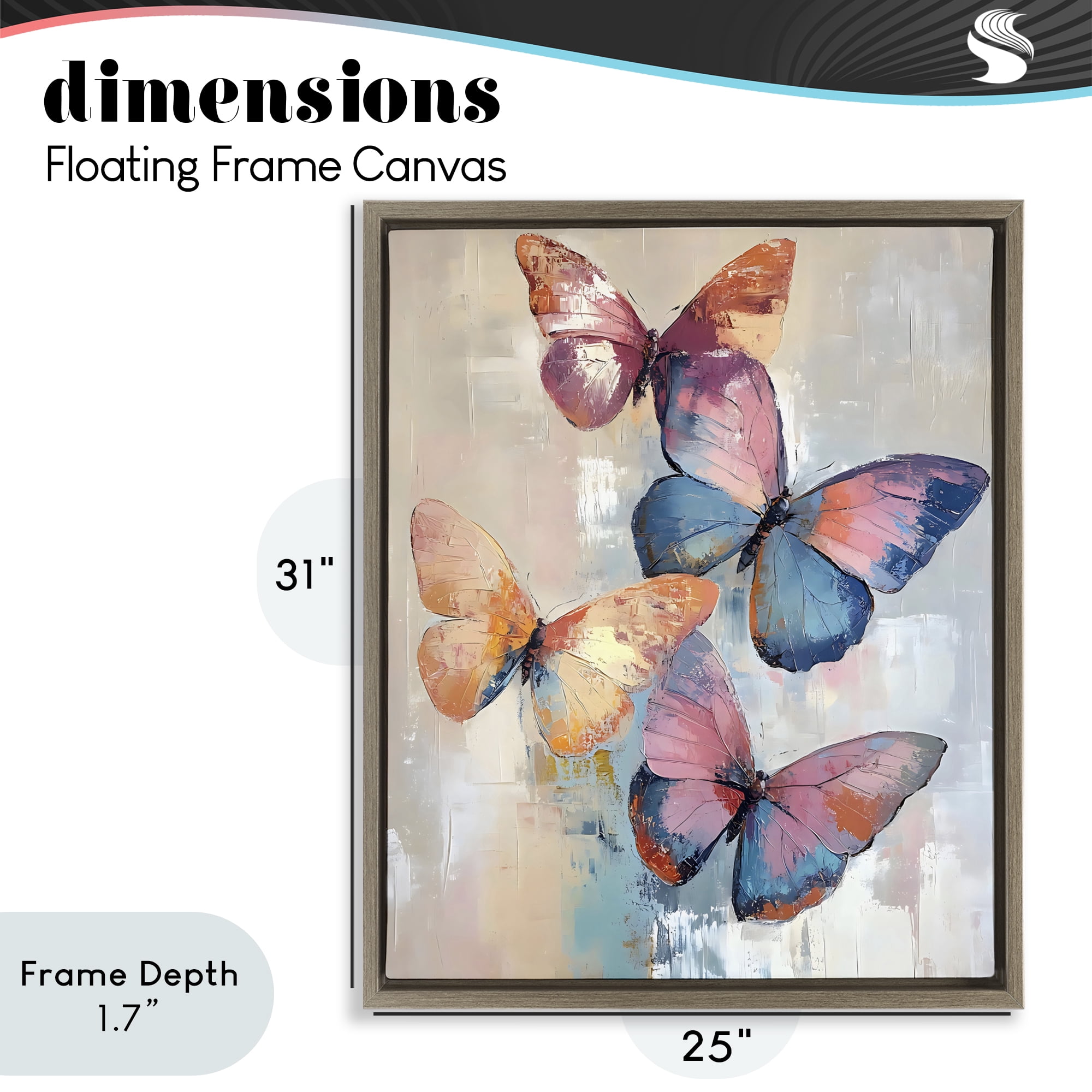 Stupell Industries Butterfly Beauty Abstraction Brown Framed Floater Canvas Wall Art, design by Creative Studio