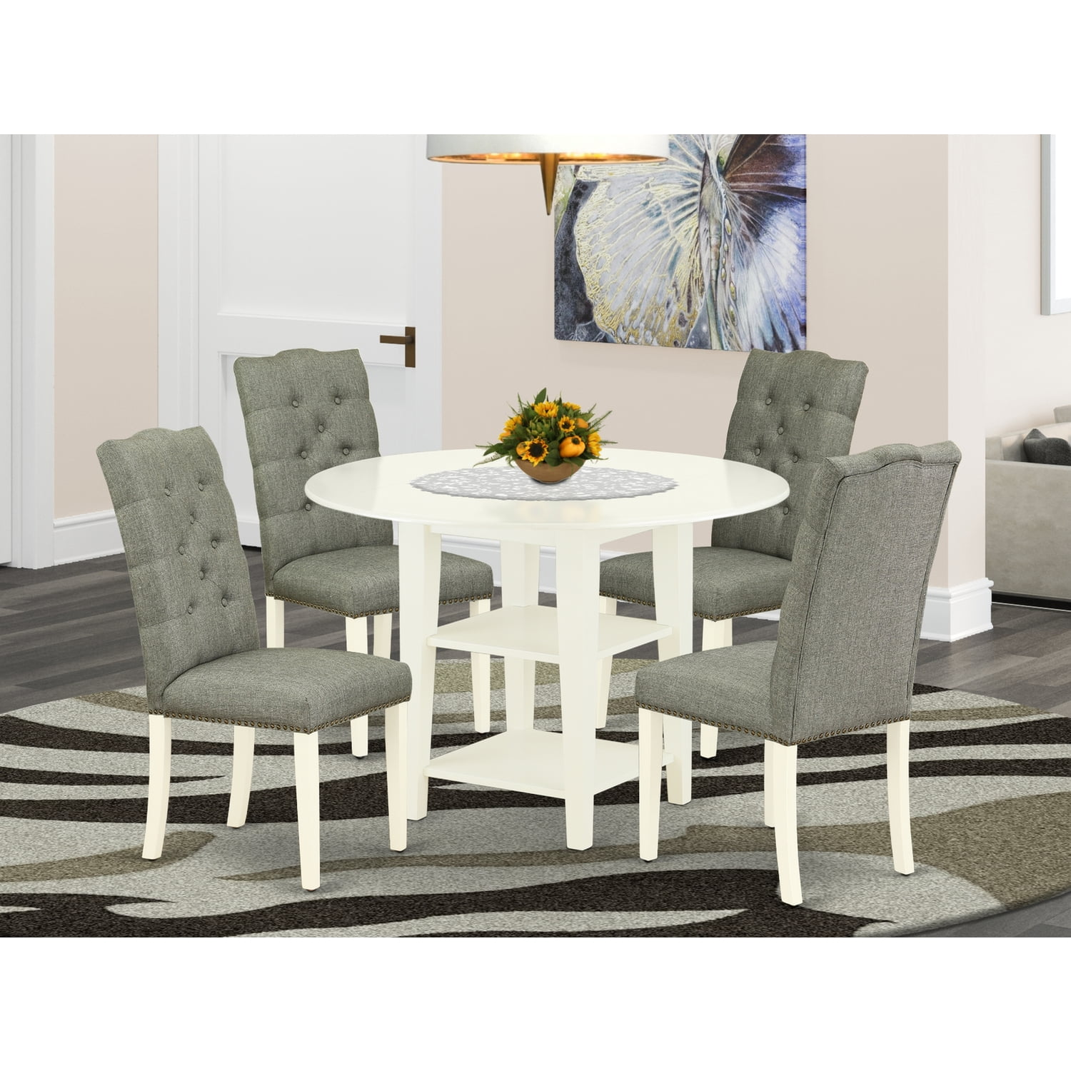 Small Round Table Solid Wood Frame, Round Dining Room Table With High Back Chairs
