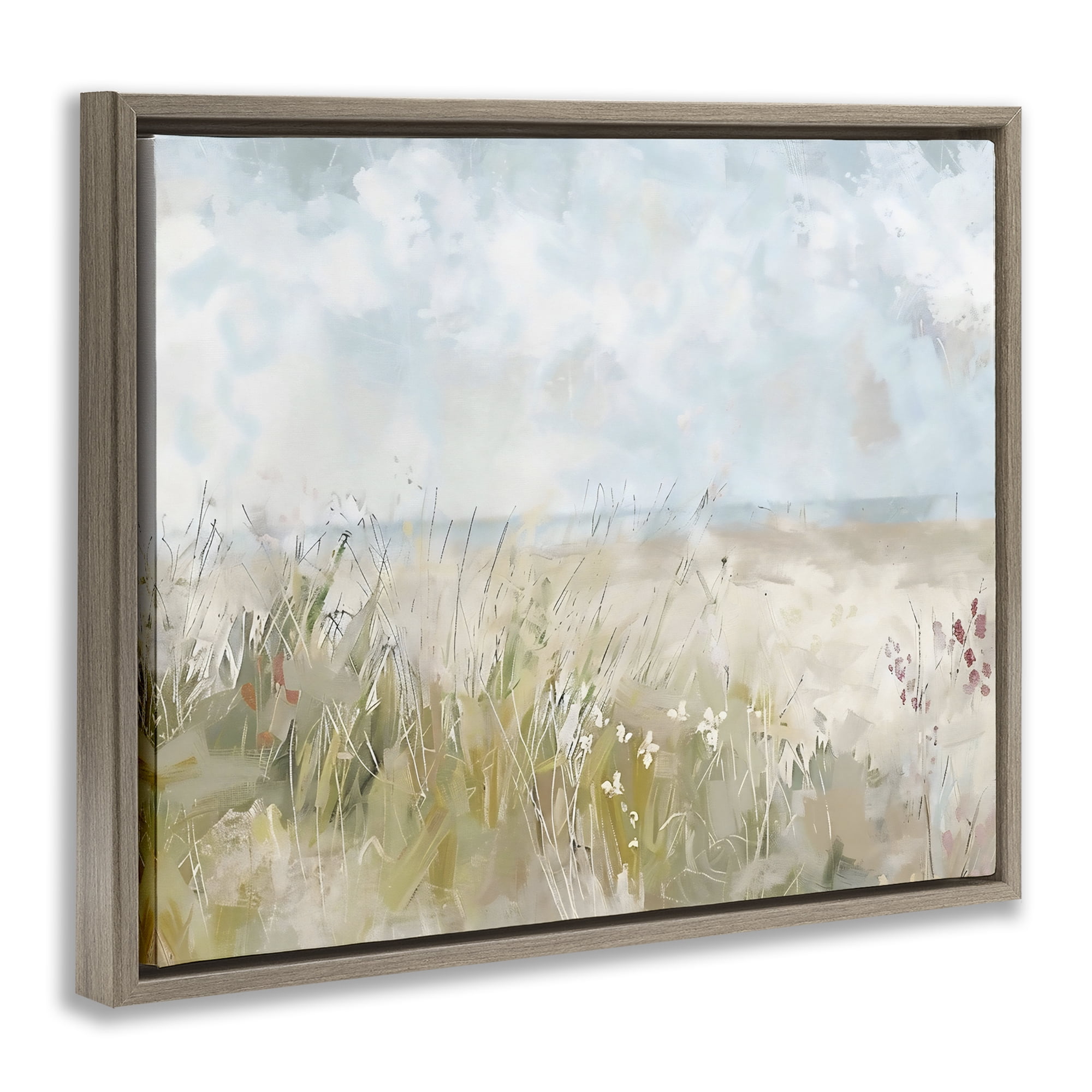 Stupell Industries Flowers By The Ocean Brown Framed Floater Canvas Wall Art, design by Creative Studio