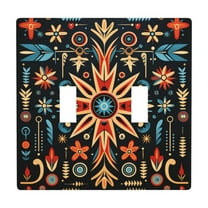 2 Gang Double Toggle Wall Plate Light Switch Cover Wallplate - Southwest American art black