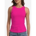 thumbnail image 4 of Womens Sleeveless Racerback High Neck Casual Basic Ribbed Fitted Tank Top, 4 of 6