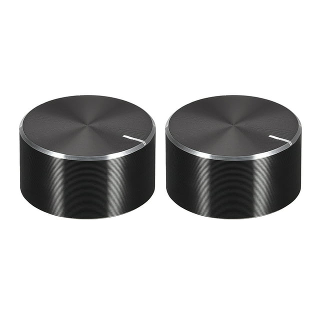 2 pcs Botón de potenciómetro con eje estriado de aluminio negro, superficie lisa, botón rotativo 25mmx13mm, botón de control de volumen