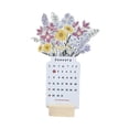 thumbnail image 5 of Tachiuwa Bloomy Flowers Desk Calendar 2025 Stand up Calendar Table Ornament with Wooden Base for New Year,Housewarming,Fireplace,Party White 22x10cm, 5 of 10