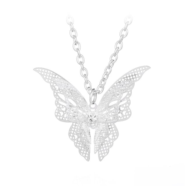 Collar con colgante hueco elegante y moderno, cadena de aleación larga y ajustable, joyería elegante para parejas, familias, cumpleaños, aniversarios, ceremonias, regalos de festivales (plata)