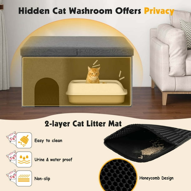 Costway Extra Large Litter Box Furniture, Top Opening Cat Washroom
