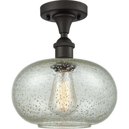 

Oil Rubbed Bronze Tone Semi Flush 10 Wide Mica Glass Steel/Cast Brass Medium Base LED 1 Light Fixture