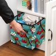 thumbnail image 5 of FeBohao Storage Boxes Bins Oxford with Cardboard Medium Foldable Book Shelf Portable Pattern Sweater Classroom Adult Office Kitchen Houseware Multifunctional Organizer Basket Cherry, 5 of 6
