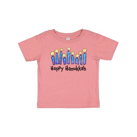 

Inktastic Happy Hanukkah with lit candles Gift Baby Boy or Baby Girl T-Shirt