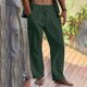 thumbnail image 2 of Pantalones Casuales de Color Sólido de Verano de Moda Mezcla de Lino de Poliéster para Hombres, 2 of 9
