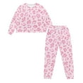 thumbnail image 4 of SCRAWLGOD Pink Leopard Print Women's Pajama Set Pullover Cozy Lounge Sets Lightweight Long Sleeve Sleepwear Casual Soft 2 Piece Pjs with Pockets & Elastic Band, L, 4 of 7