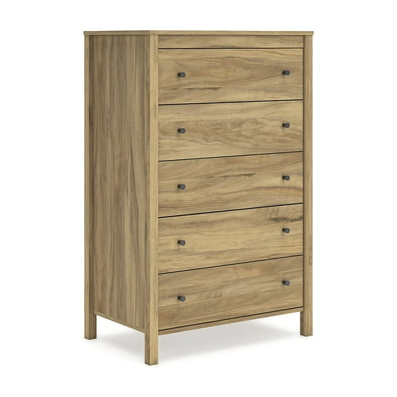 Signature Design by Ashley Bermacy 5 Drawer Tall Dresser, Light Brown