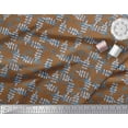 thumbnail image 2 of Soimoi Brown polyester Crepe Fabric Leaves & Floral Check Print Sewing Fabric Yard 42 Inch Wide, 2 of 3